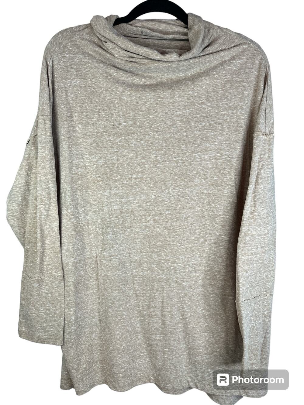 We The Free Beige/ Tan Long Sleeve Cowl Neck Raw Hem Bella Vista Blouse Size XS